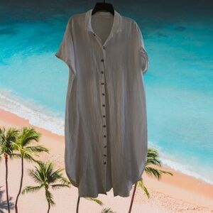 Elegant White Button-Up Dress